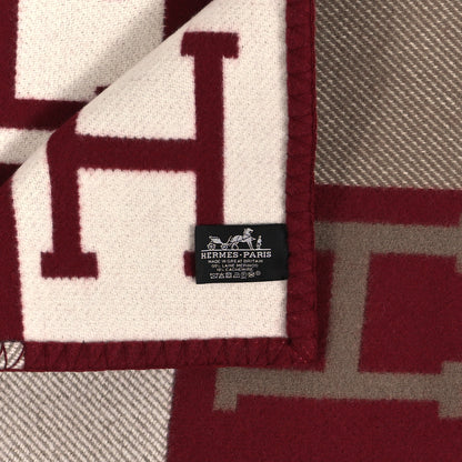 Hermes Wool Cashmere Avalon III Blanket Ecru Rouge H 3 of 3