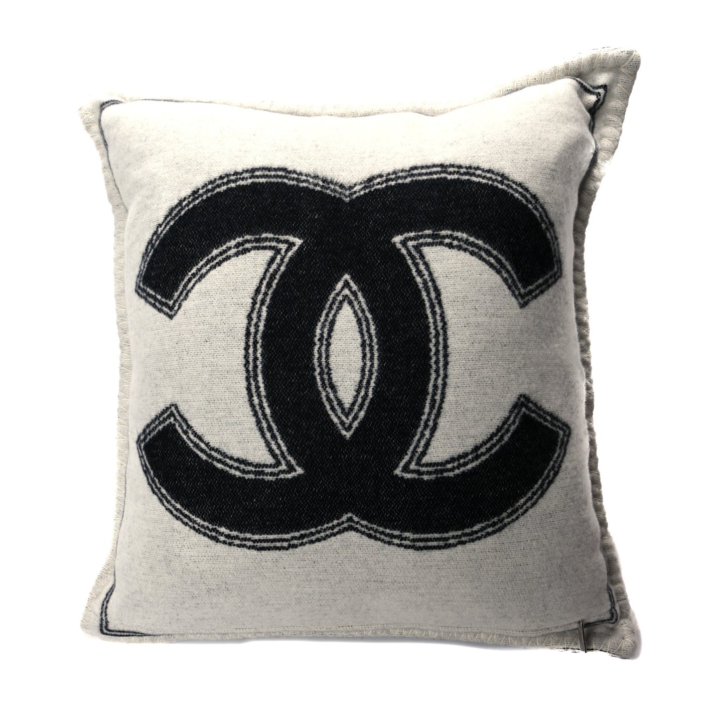 Merino Wool Cashmere CC Pillow Black White