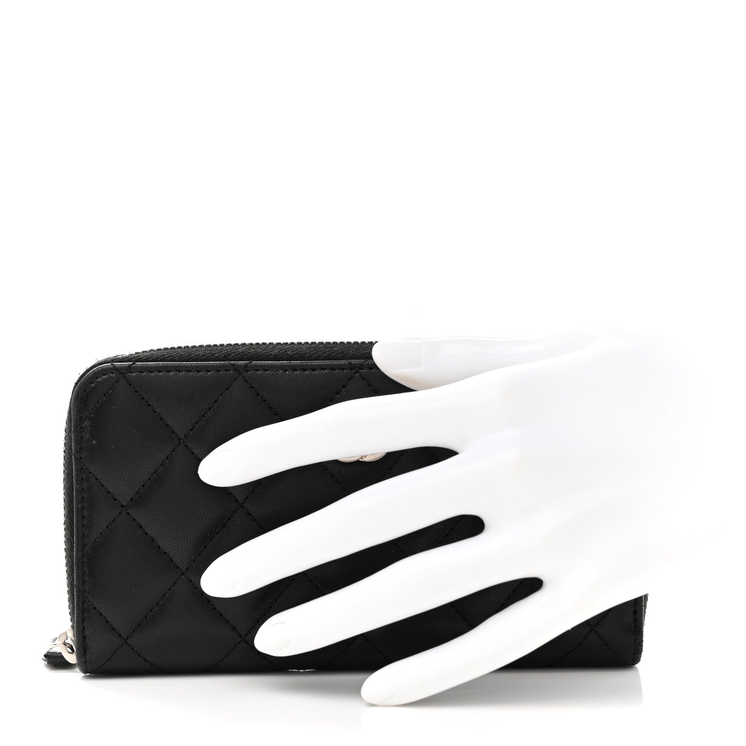 Chanel Lambskin Quilted Medium Zip Around Wallet Black 3 of 11