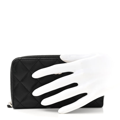 Chanel Lambskin Quilted Medium Zip Around Wallet Black 2 of 10