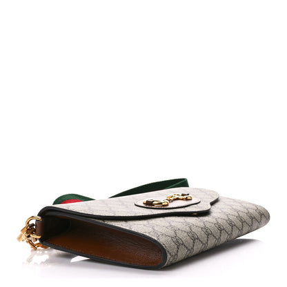 Gucci GG Supreme Monogram Azalea Calfskin Web Small Horsebit 1955 Crossbody Bag Beige Ebony Brown Sugar 4 of 11