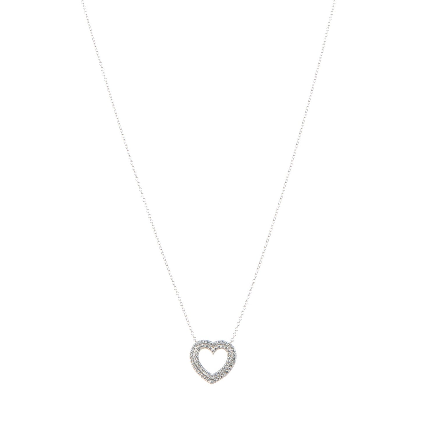 Platinum Diamond Metro Heart Pendant Necklace