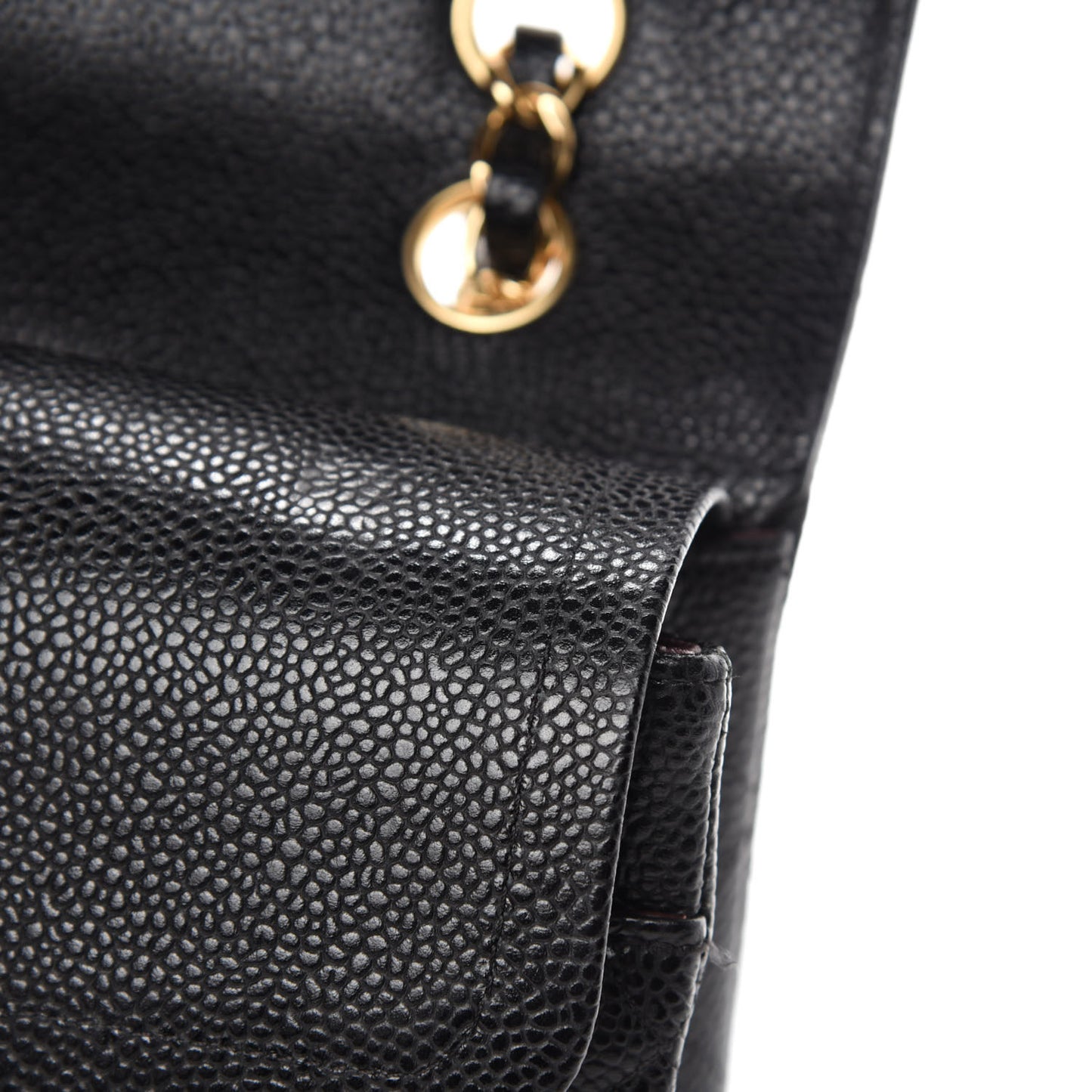 Caviar Quilted Medium Double Flap Black