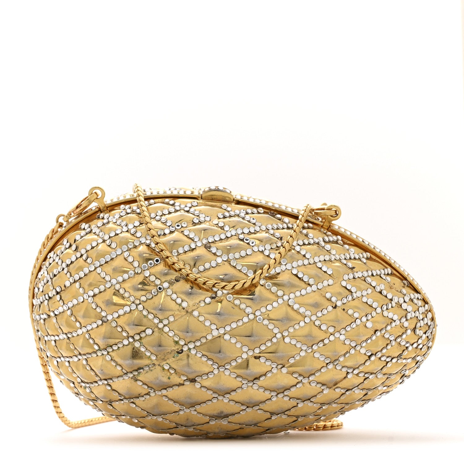Judith Leiber Crystal Egg Minaudiere Clutch Gold 1 of 15