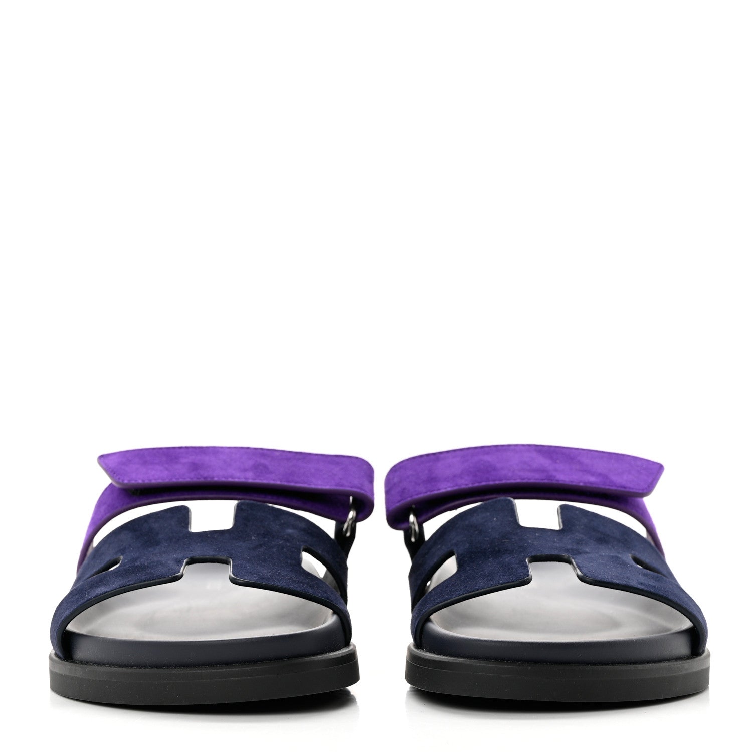 Hermes Suede Goatskin Womens Chypre Sandals 36.5 Marine Violet Majorette 2 of 9