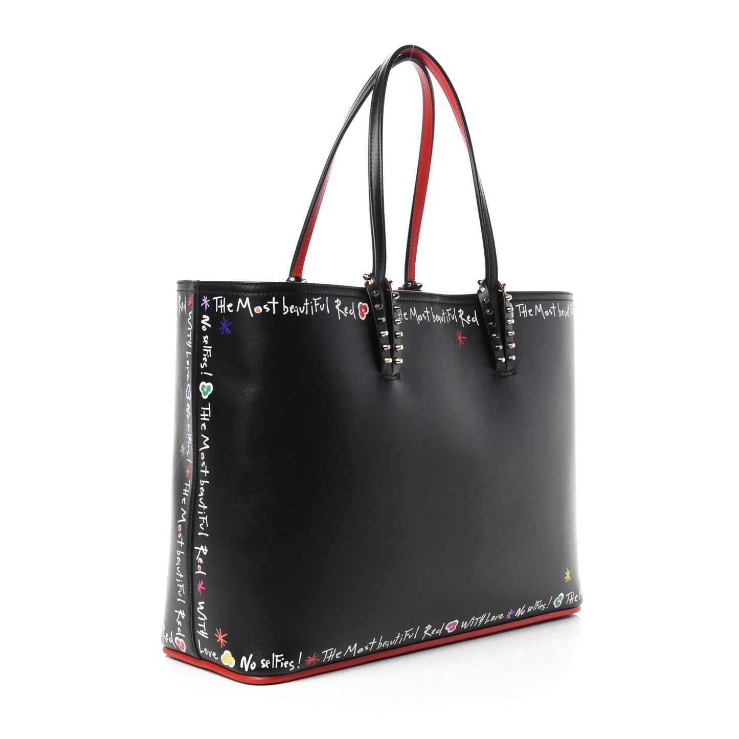 Calfskin Beautiful Red East West Cabata Tote Black Multicolor