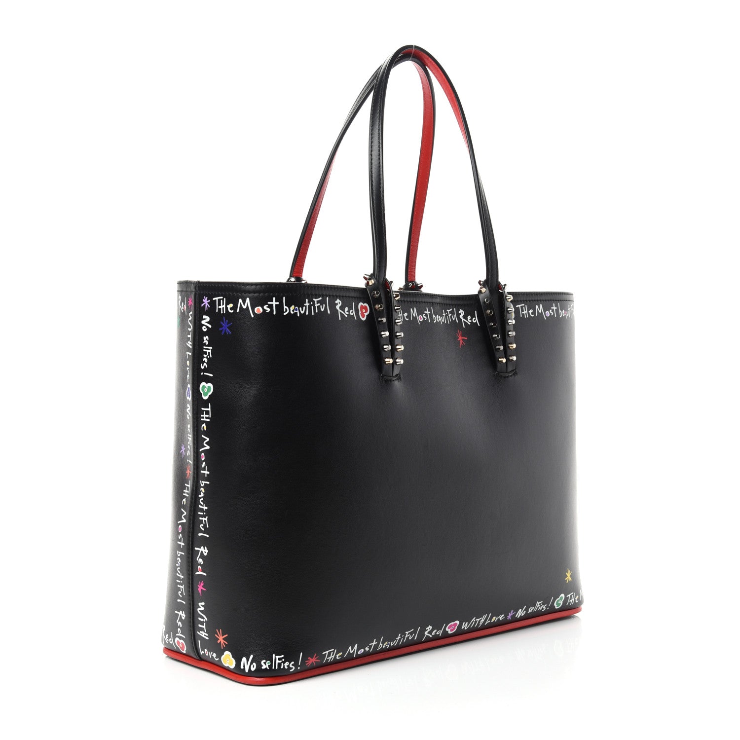 Christian Louboutin Calfskin Beautiful Red East West Cabata Tote Black Multicolor 3 of 10