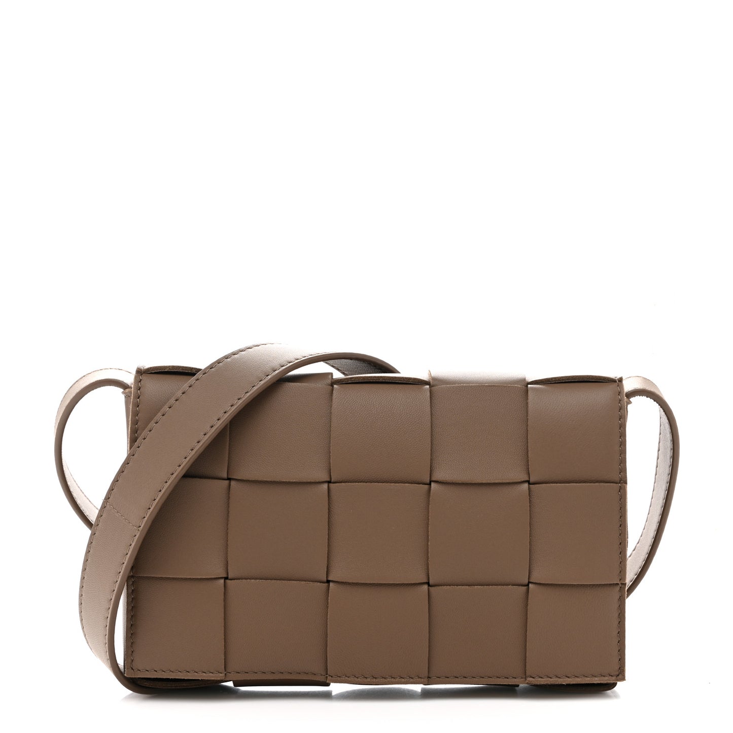 Lambskin Maxi Intreccio Small Cassette Crossbody Bag Taupe Grey