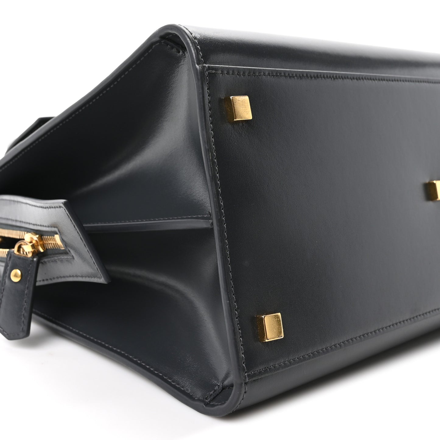 Shiny Calfskin Medium Uptown Tote Black