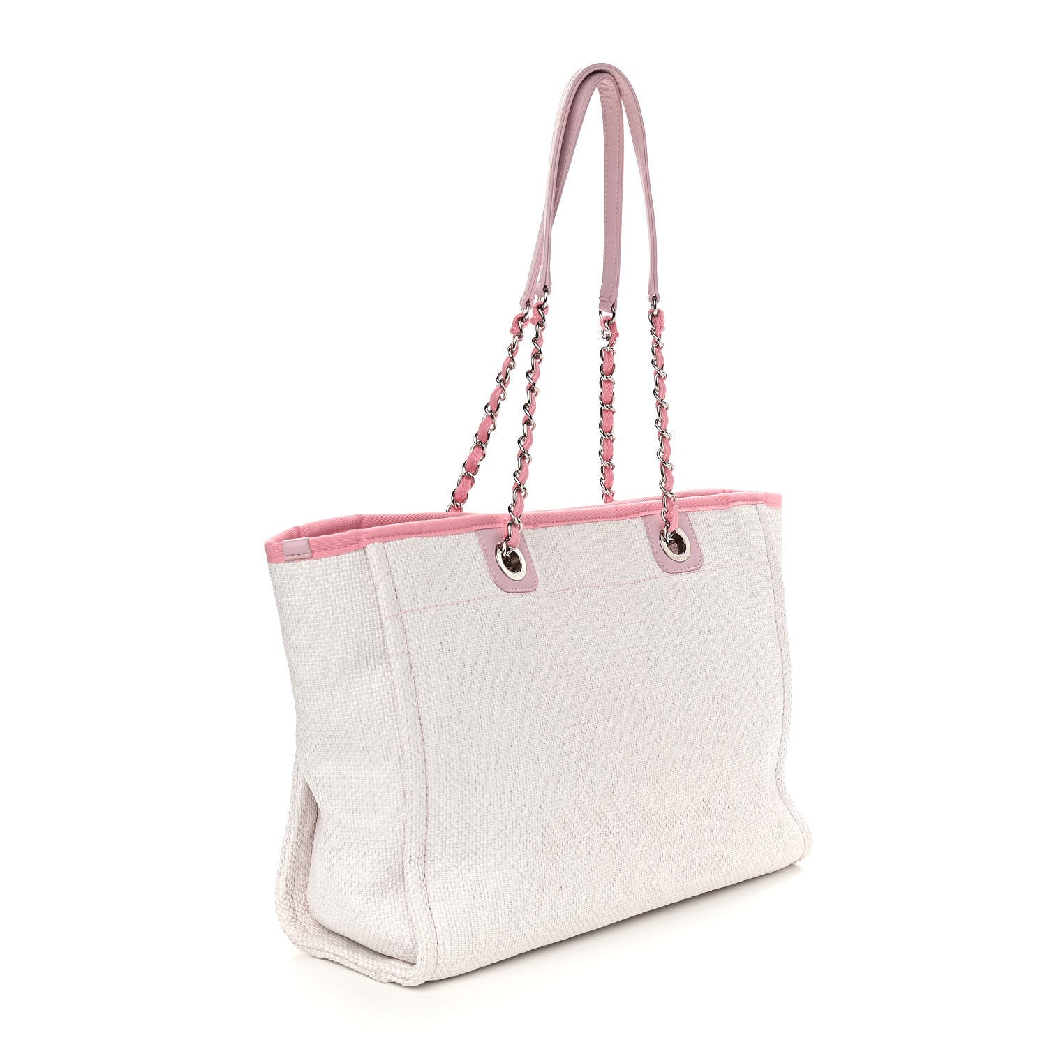 Chanel Woven Straw Raffia Small Deauville Tote Pink 3 of 11