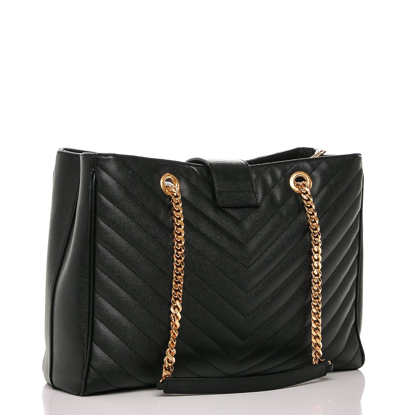 Grain De Poudre Matelasse Chevron Monogram Shopping Bag Black