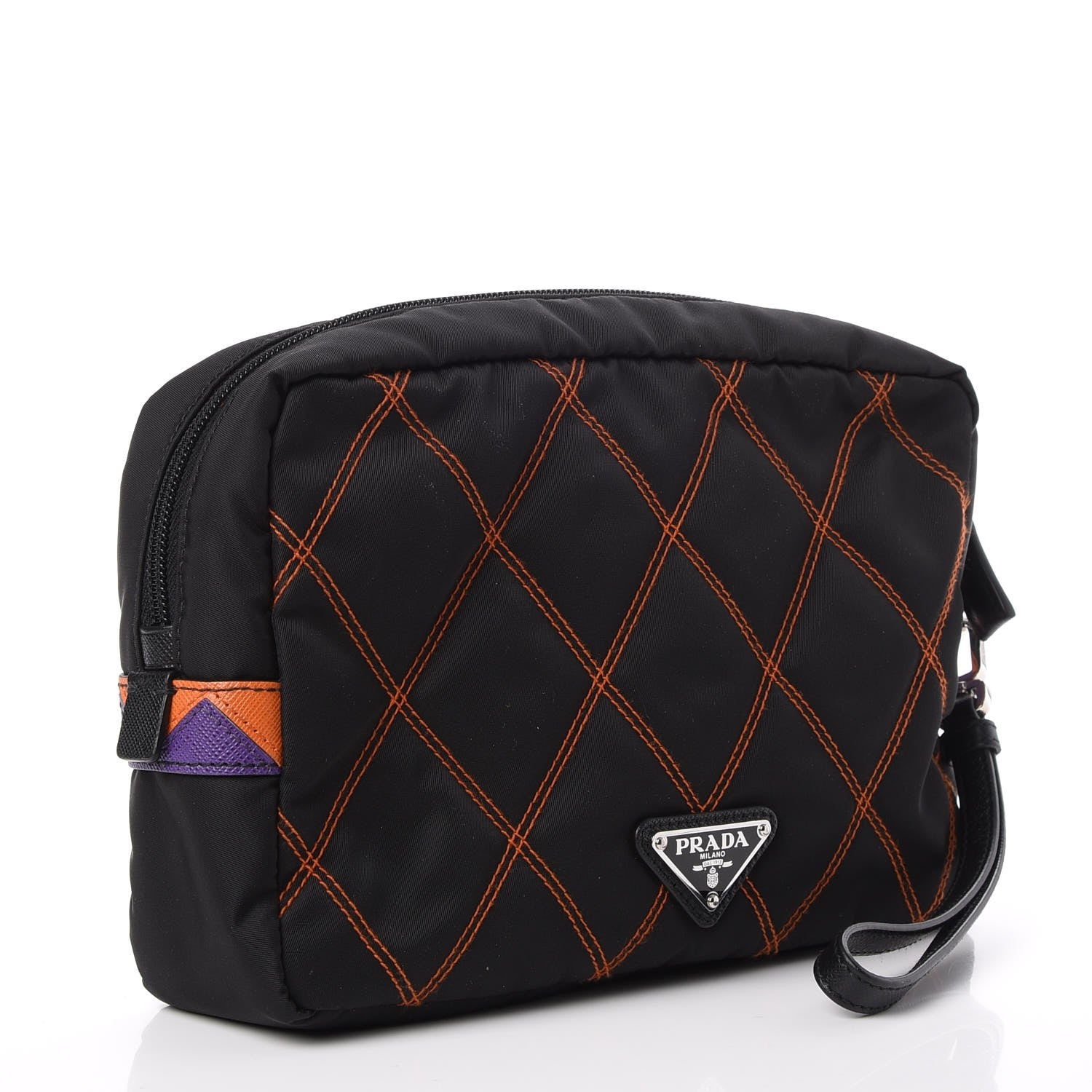 Prada Tessuto Nylon Impunturato Pochette Black 3 of 8