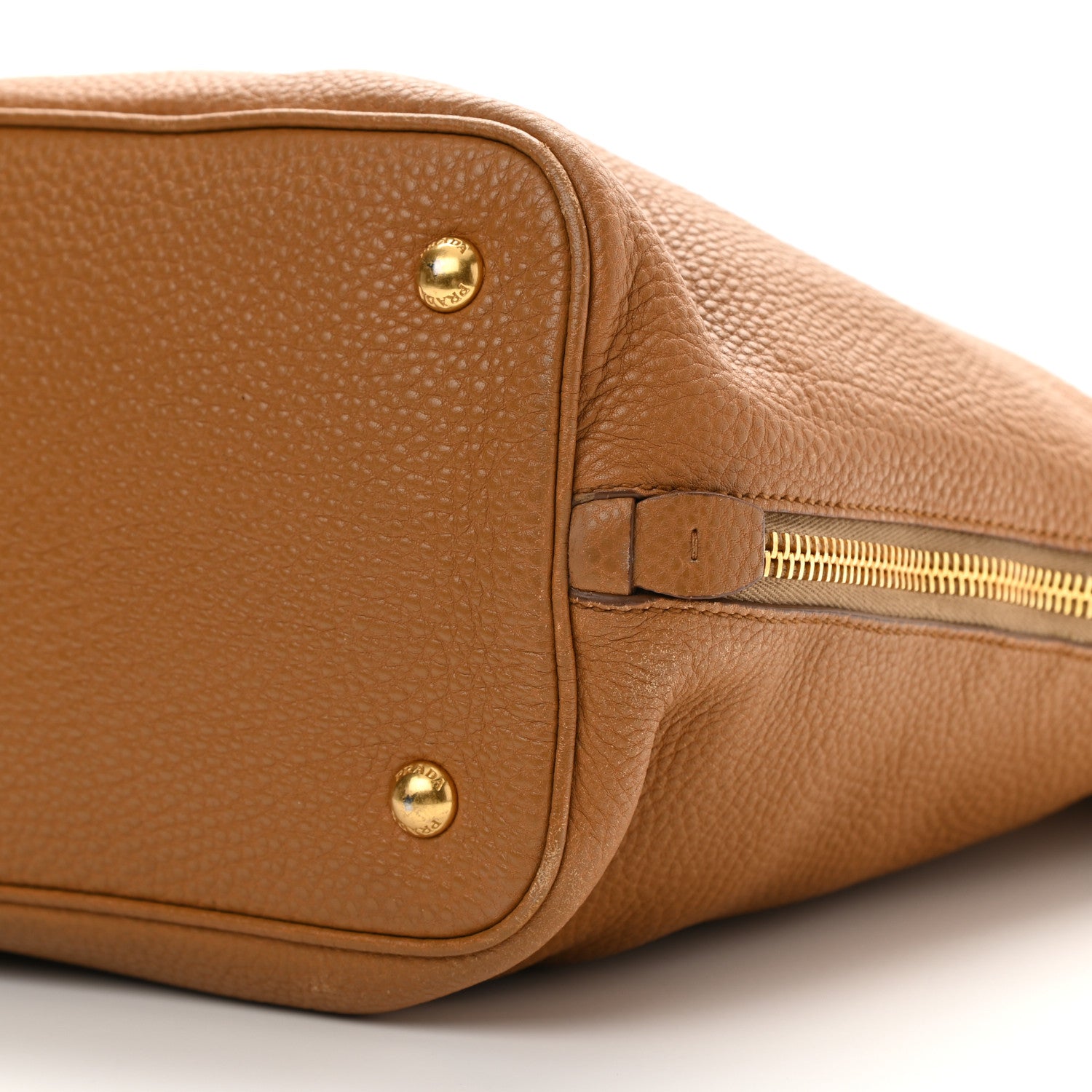 Prada Vitello Daino Side Zip Tote Cannella 10 of 12