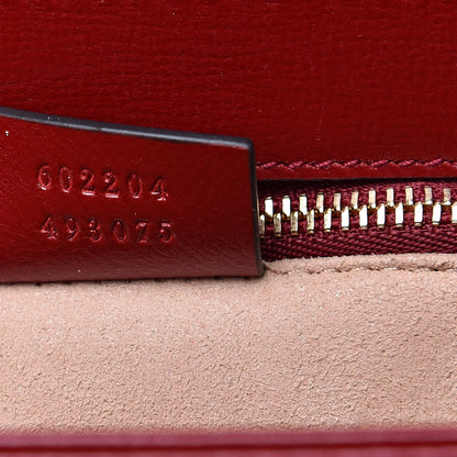 Gucci GG Supreme Monogram Azalea Calfskin Horsebit 1955 Shoulder Bag Beige Ebony New Cherry Red 7 of 11