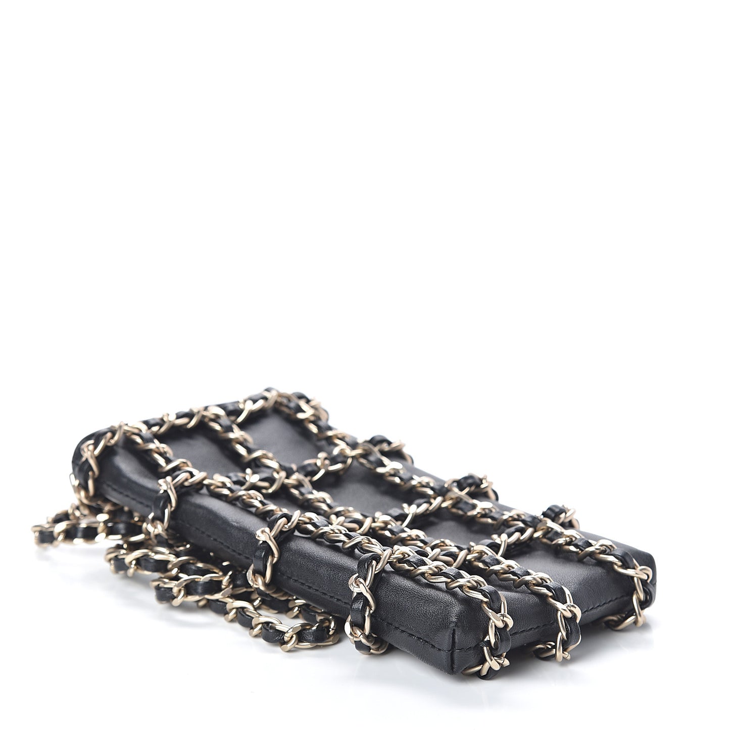 Lambskin Quilted Small Clutch With Chain Black