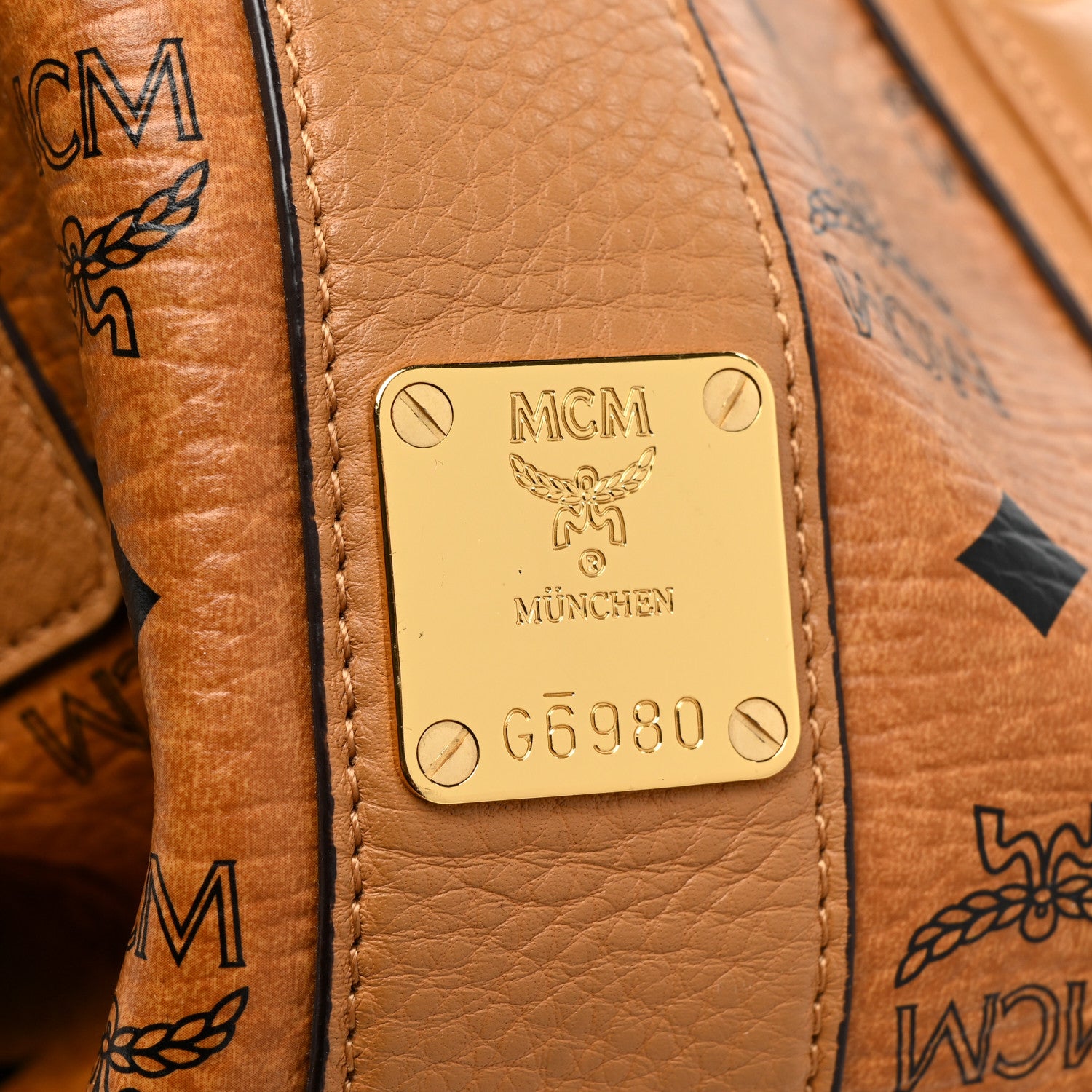 MCM Visetos Large Liz Reversible Shopper Tote Cognac 12 of 20