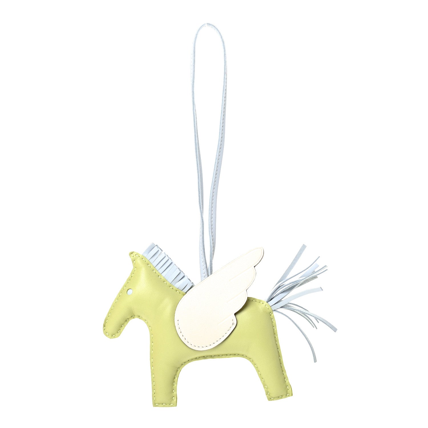 Hermes Milo Lambskin Grigri Rodeo Pegase Horse Bag Charm MM Jaune Bourgeon Bleu Brume Nata 3 of 4