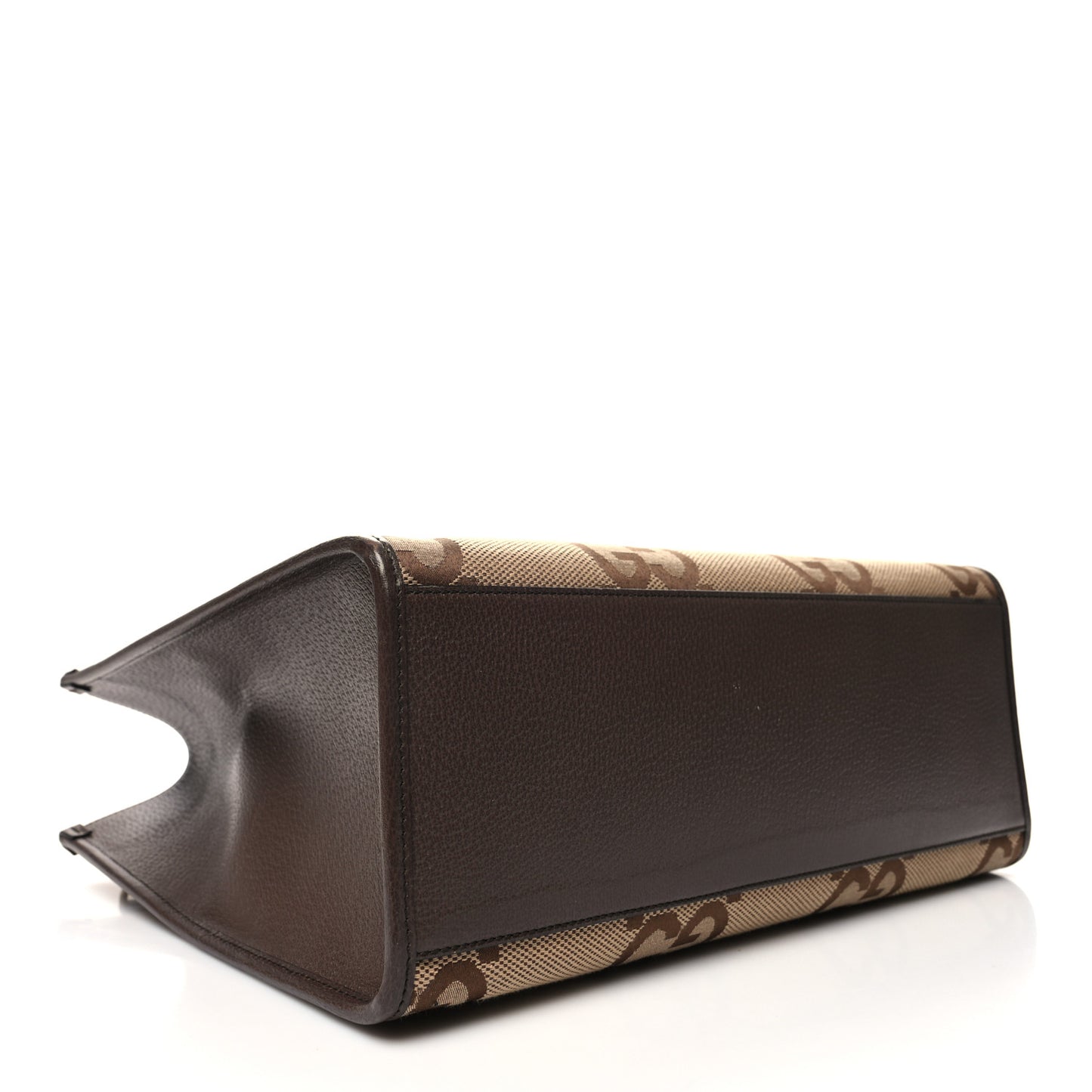 Monogram Jumbo GG Textured Dollar Calfskin Web Tote Bag Camel Ebony New Acero