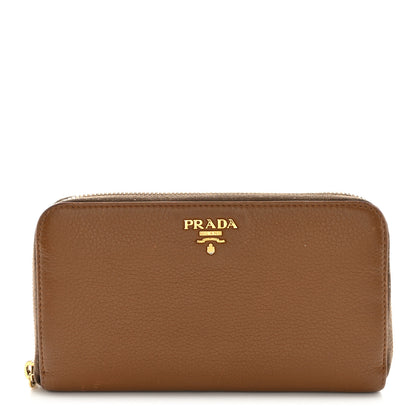 Prada Vitello Daino Zip Around Wallet Palissandro 1 of 17