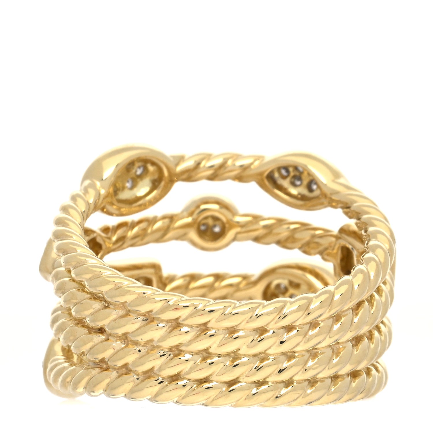 David Yurman 18K Yellow Gold Diamond Four-Row Confetti Ring 52 6 3 of 5