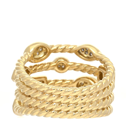 David Yurman 18K Yellow Gold Diamond Four-Row Confetti Ring 52 6 3 of 5