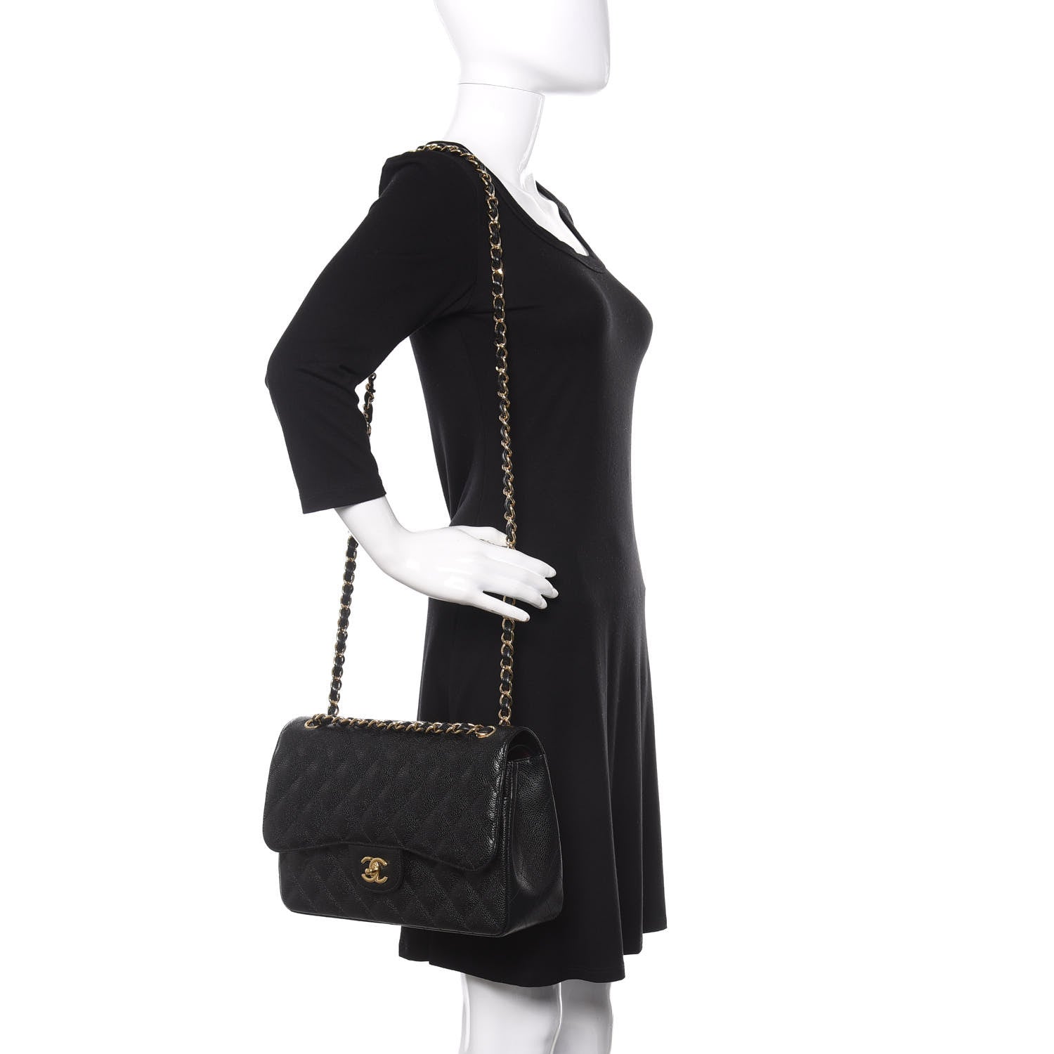 Chanel Caviar Quilted Jumbo Double Flap Black 3 of 11