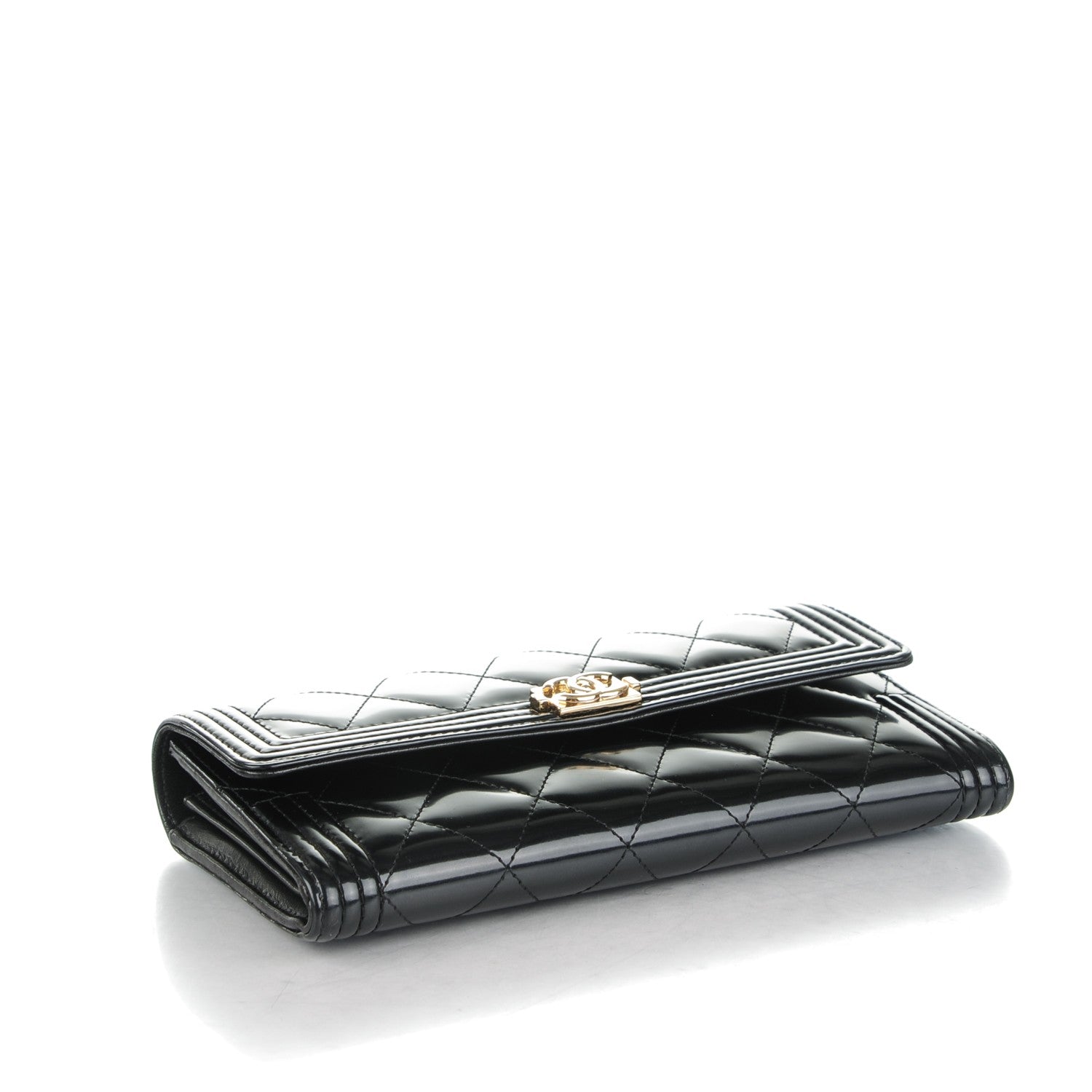 Chanel Iridescent Glazed Calfskin Quilted Boy Flap Wallet Black 4 of 8
