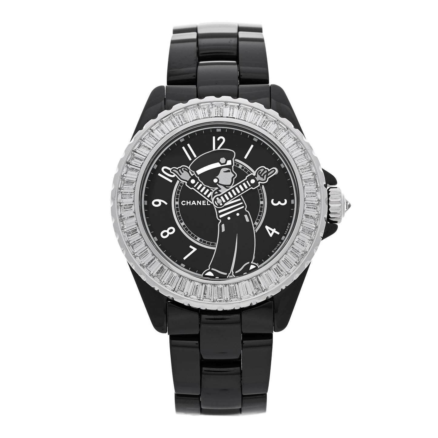 Stainless Steel Ceramic Diamond 38mm J12 Limited Edition Mademoiselle La Pausa Automatic Watch Black Black