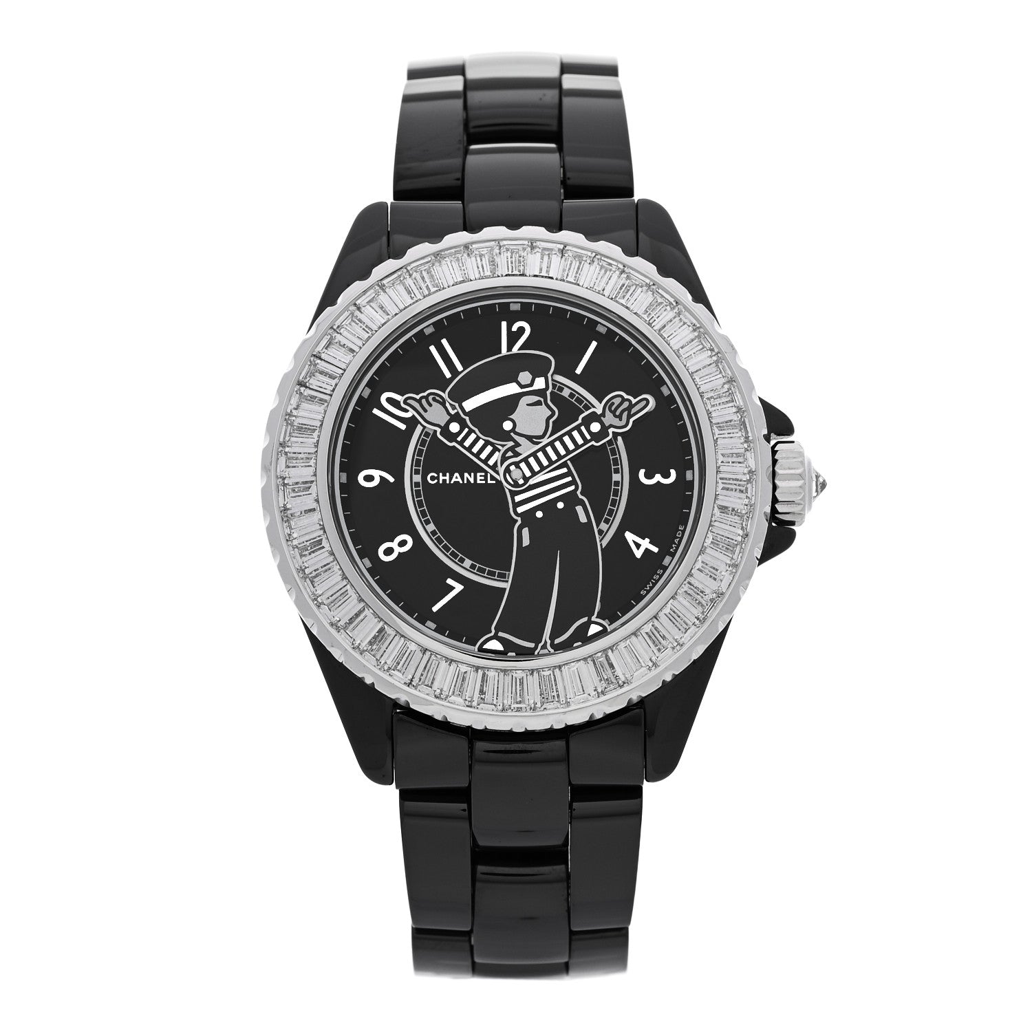 Chanel Stainless Steel Ceramic Diamond 38mm J12 Limited Edition Mademoiselle La Pausa Automatic Watch Black Black 1 of 5