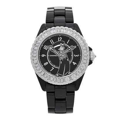Chanel Stainless Steel Ceramic Diamond 38mm J12 Limited Edition Mademoiselle La Pausa Automatic Watch Black Black 1 of 5