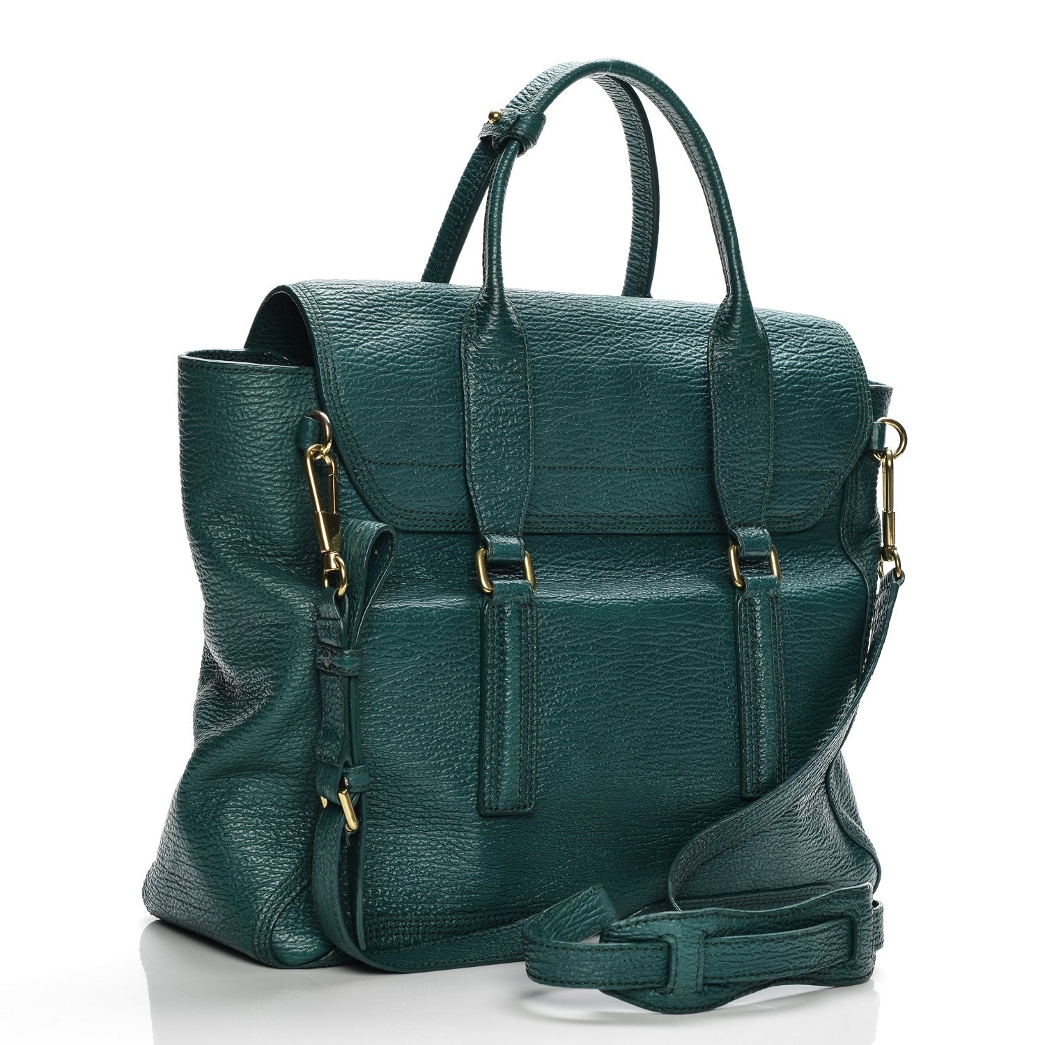 3.1 Phillip Lim 3.1 Textured Calfskin Large Pashli Satchel Jade 3 of 8