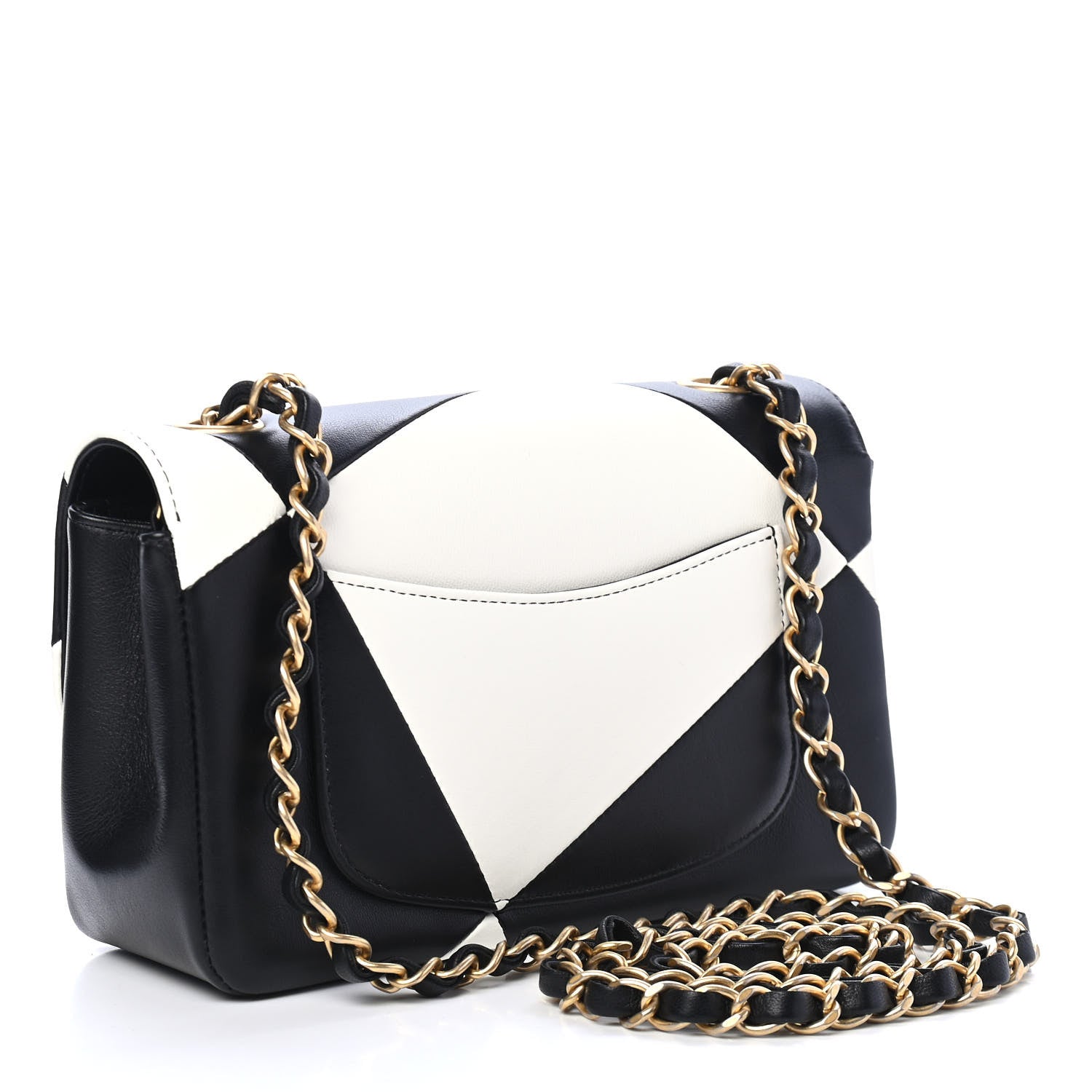 Chanel Lambskin Geometric Patchwork Mini Flap Black White 2 of 9