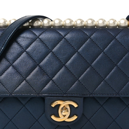 Chanel Iridescent Lambskin Quilted Small Chic Pearls Flap Blue 8 of 10
