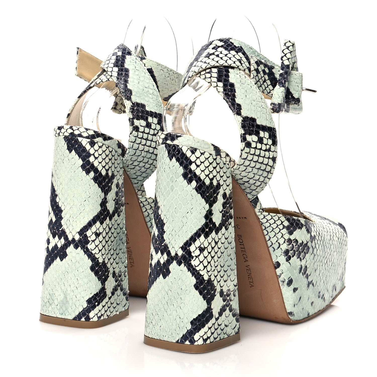 Bottega Veneta Faded Goatskin Python Printed Tower 40/140mm Platform Pumps 38 Dew Black 4 of 9