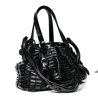 Burberry Patent Ruffled Medium Lowry Black 3 of 11