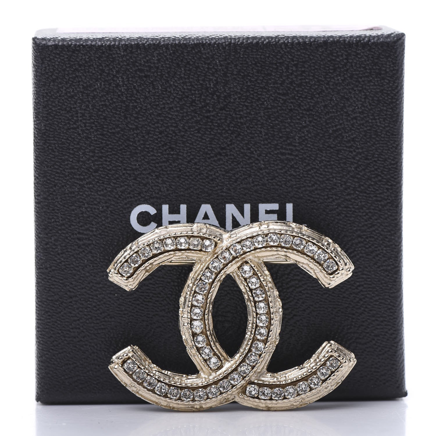 Chanel Crystal CC Brooch Light Gold 5 of 5
