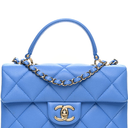Chanel Caviar Quilted Mini Retro Twist Top Handle Flap Blue 8 of 10