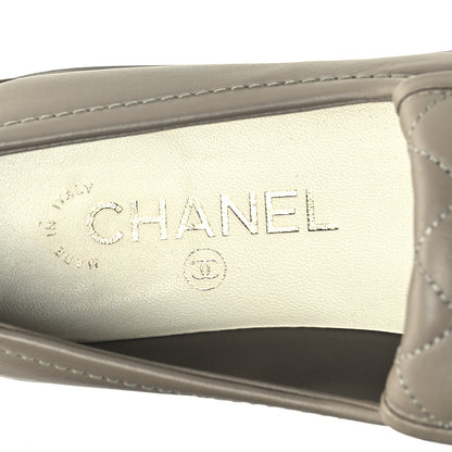 Chanel Shiny Lambskin Quilted CC Turnlock Loafers 38.5 Grey 8 of 11