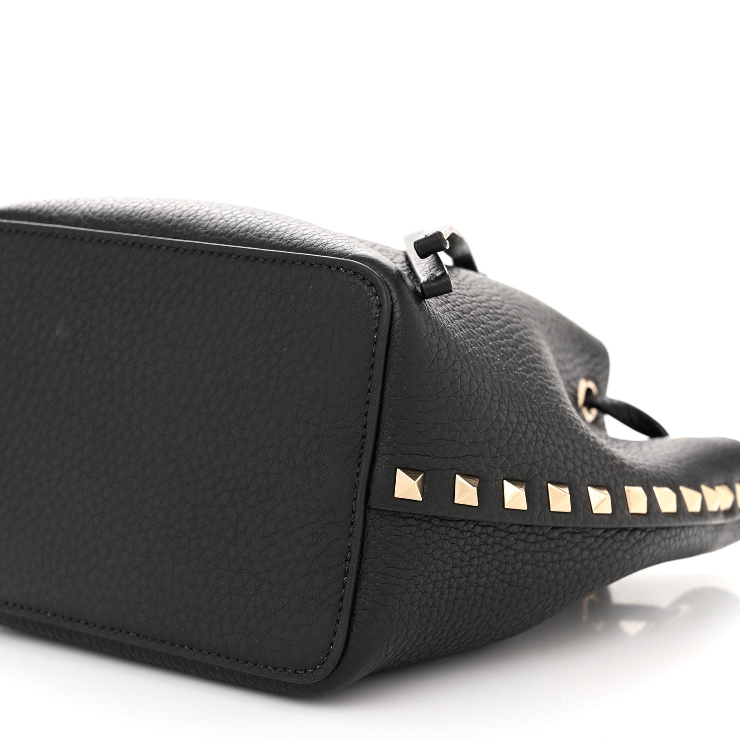 Valentino Garavani Grained Calfskin Rockstud Bucket Bag Black 9 of 9