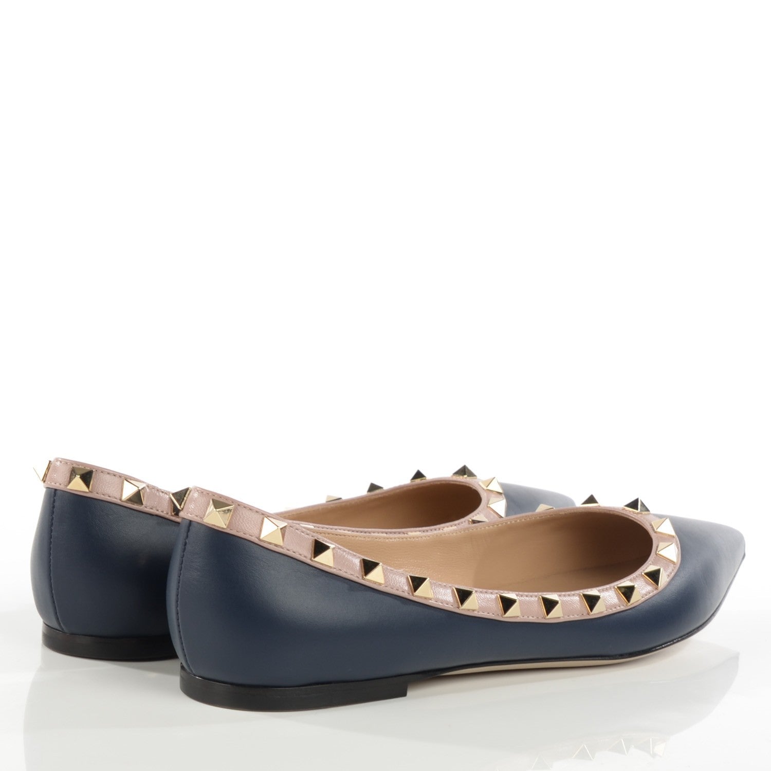 Valentino Garavani Nappa Rockstud Ballerina Flats 38.5 Marine Poudre 4 of 8