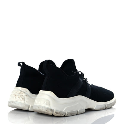 Prada Knit Fabric Logo Sneakers 39.5 Black White 4 of 8
