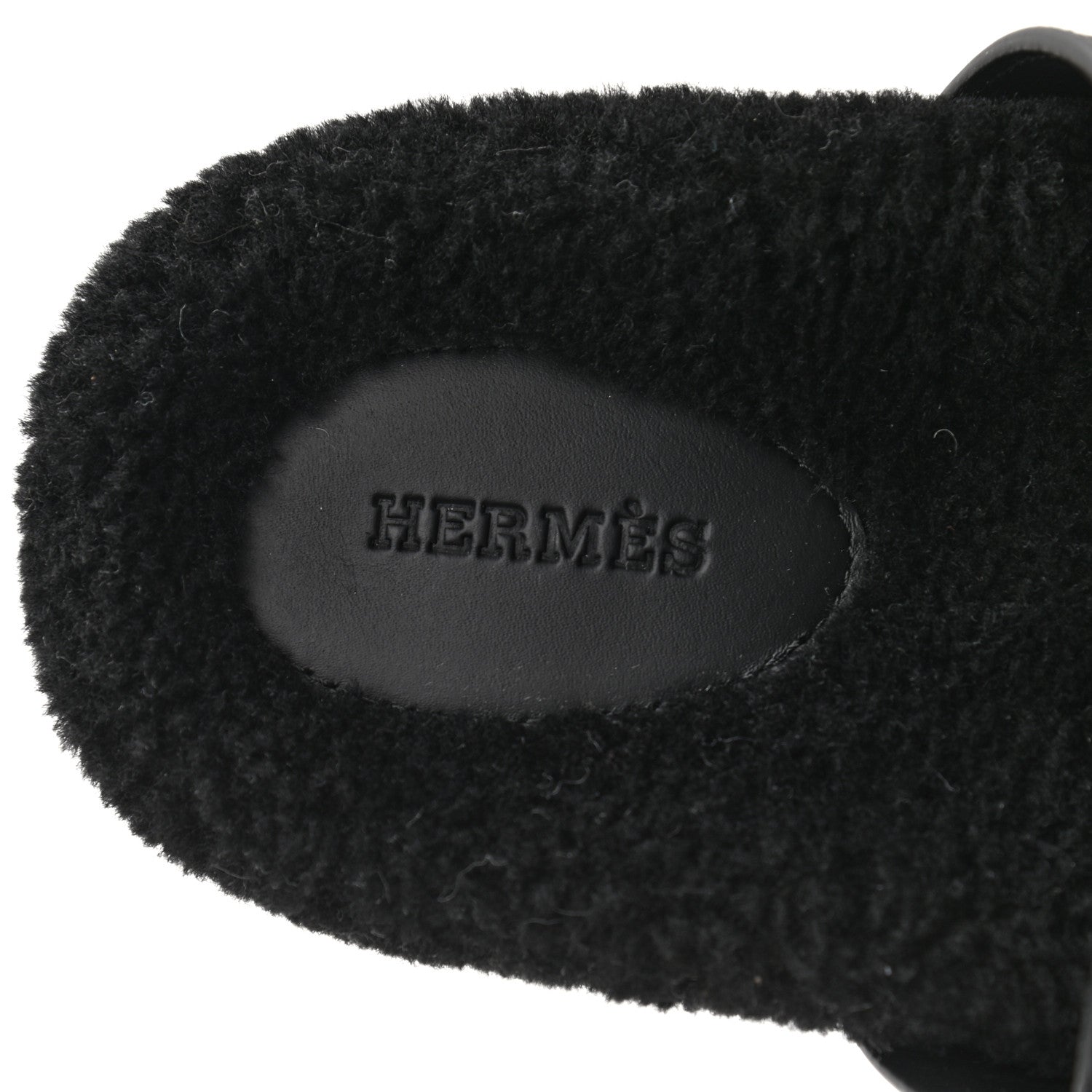 Hermes Calfskin Woolskin Womens Chypre Sandals 39 Black 7 of 8