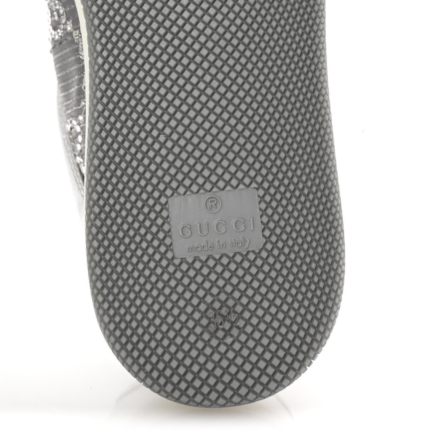 Gucci Metallic Nappa Silk Crystals Womens Screener Sneakers 36.5 Silver Light Grey 8 of 11