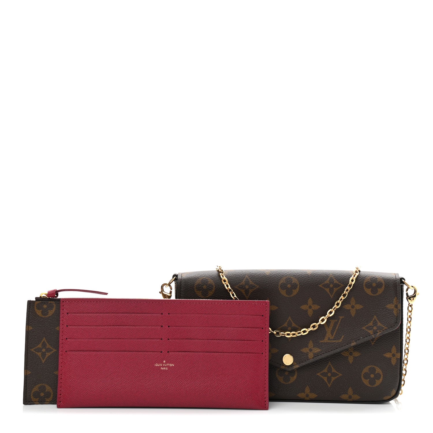 Louis Vuitton Monogram Pochette Felicie Chain Wallet Fuchsia 2 of 19