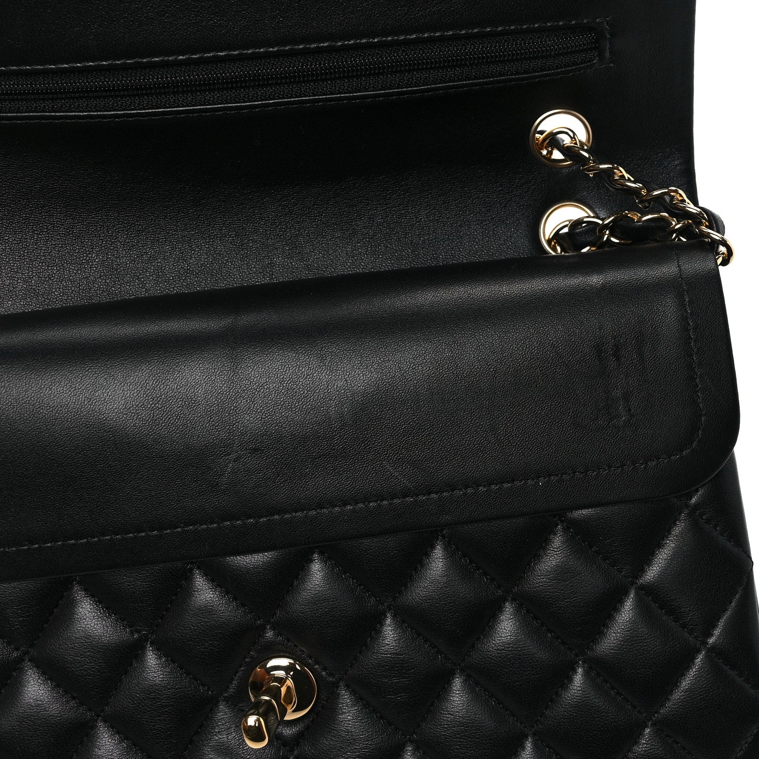 Chanel Lambskin Quilted Medium Double Flap Black 9 of 9