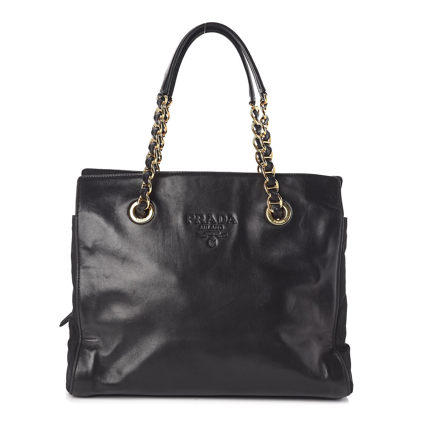 Prada Nappa Tessuto Nylon Chain Tote Black 1 of 9
