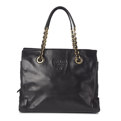 Prada Nappa Tessuto Nylon Chain Tote Black 1 of 9