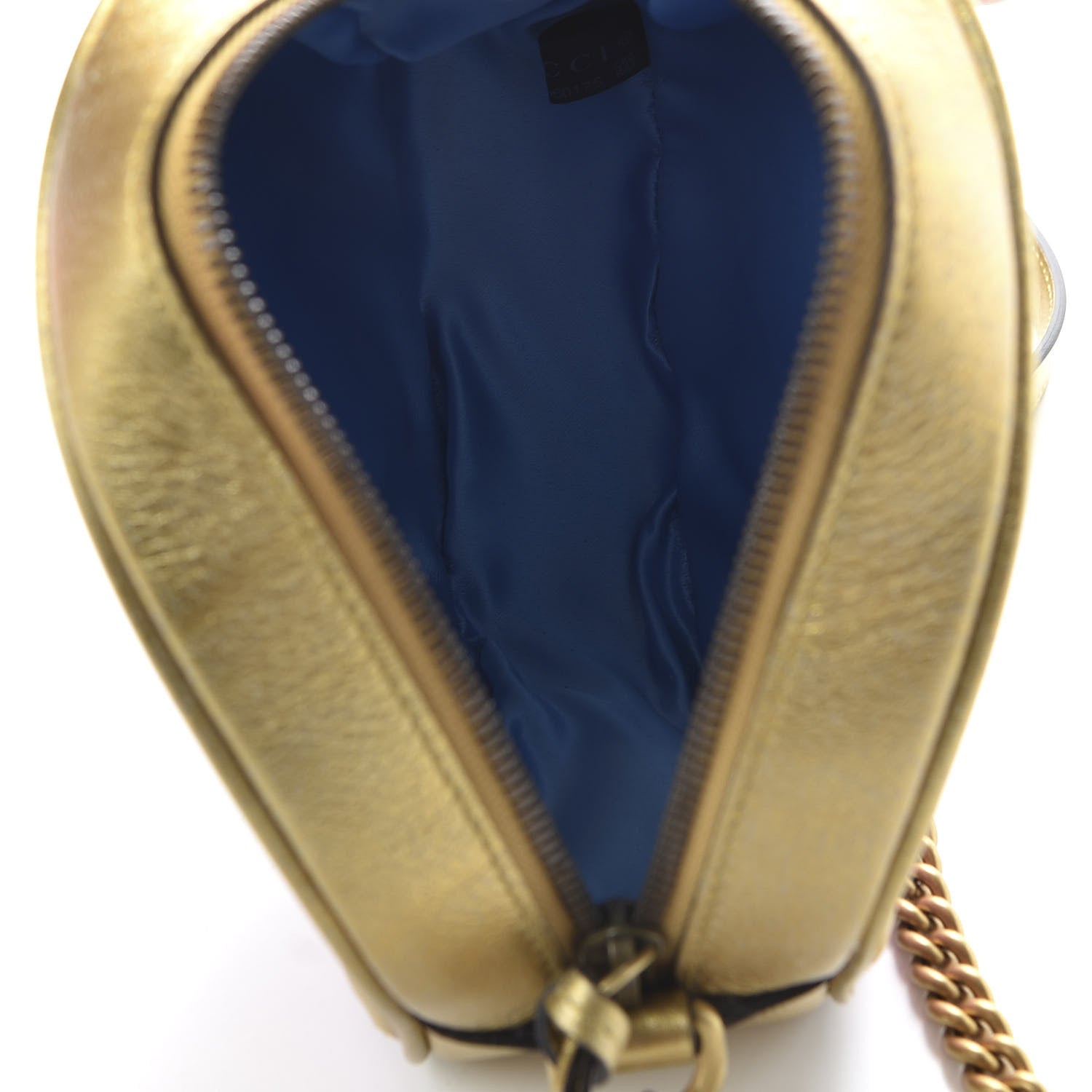 Gucci Metallic Calfskin Matelasse Mini GG Marmont Round Shoulder Bag Gold Pink 5 of 10