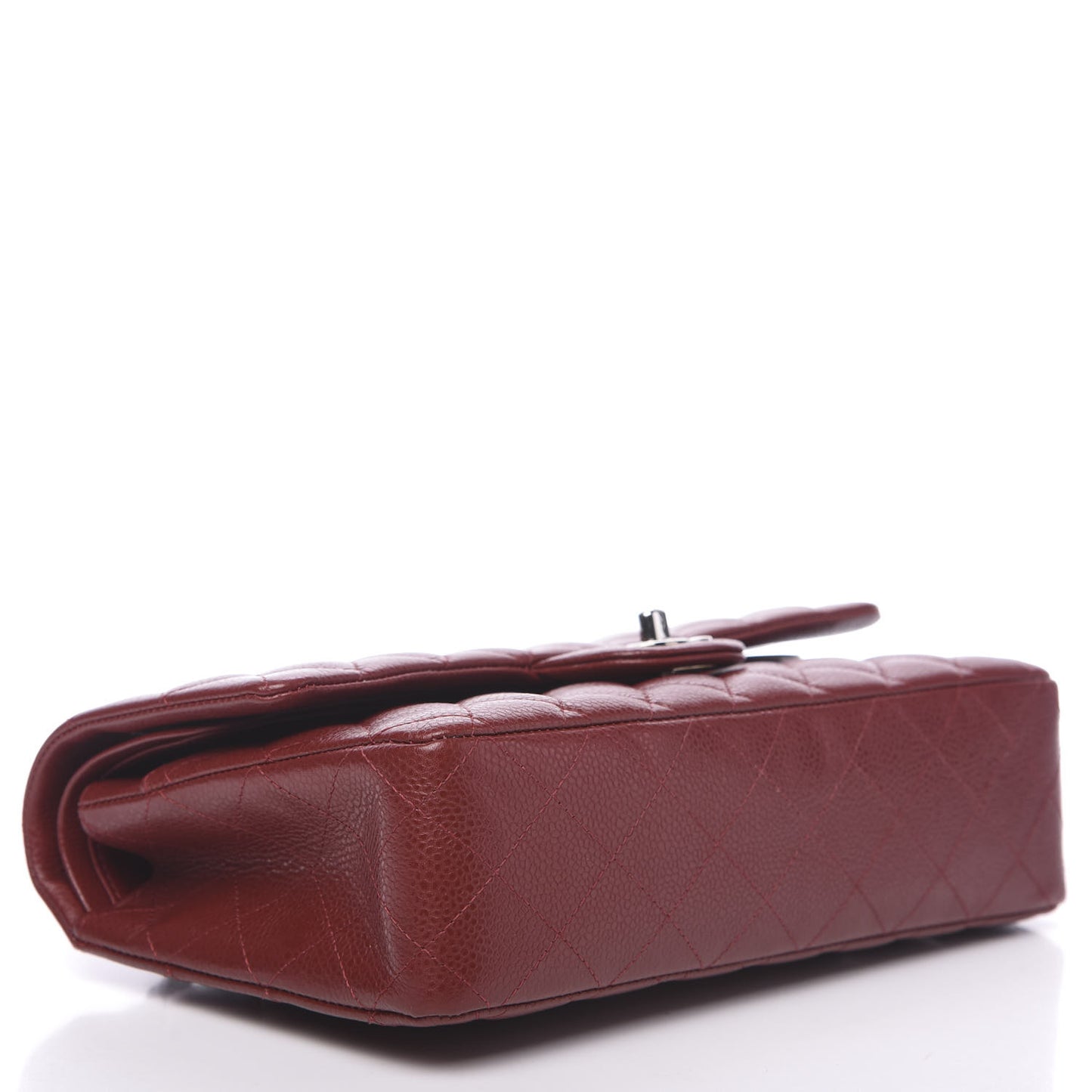 Caviar Quilted Medium Double Flap Dark Red