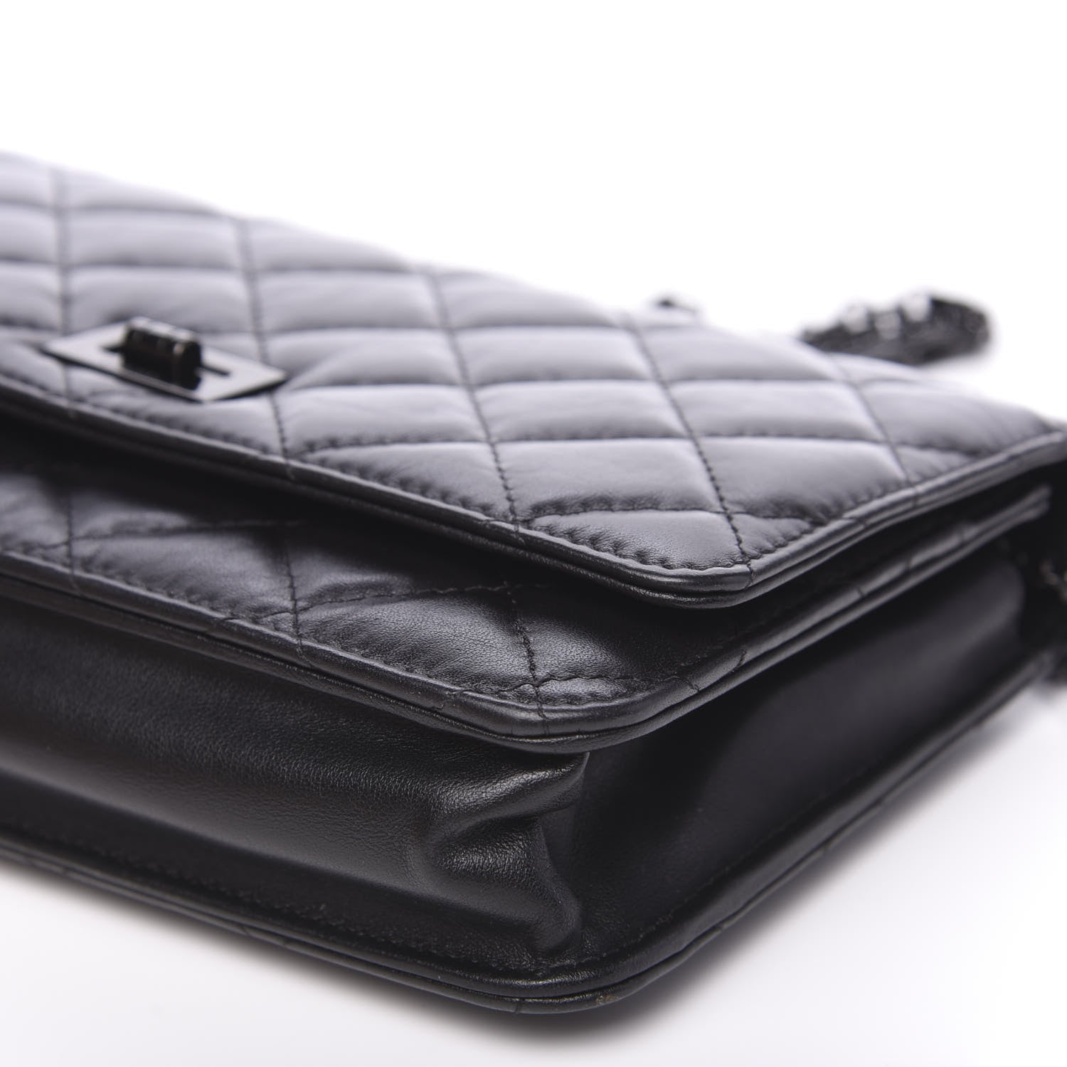 Chanel Aged Calfskin Quilted Reissue Wallet On Chain WOC So Black 9 of 9